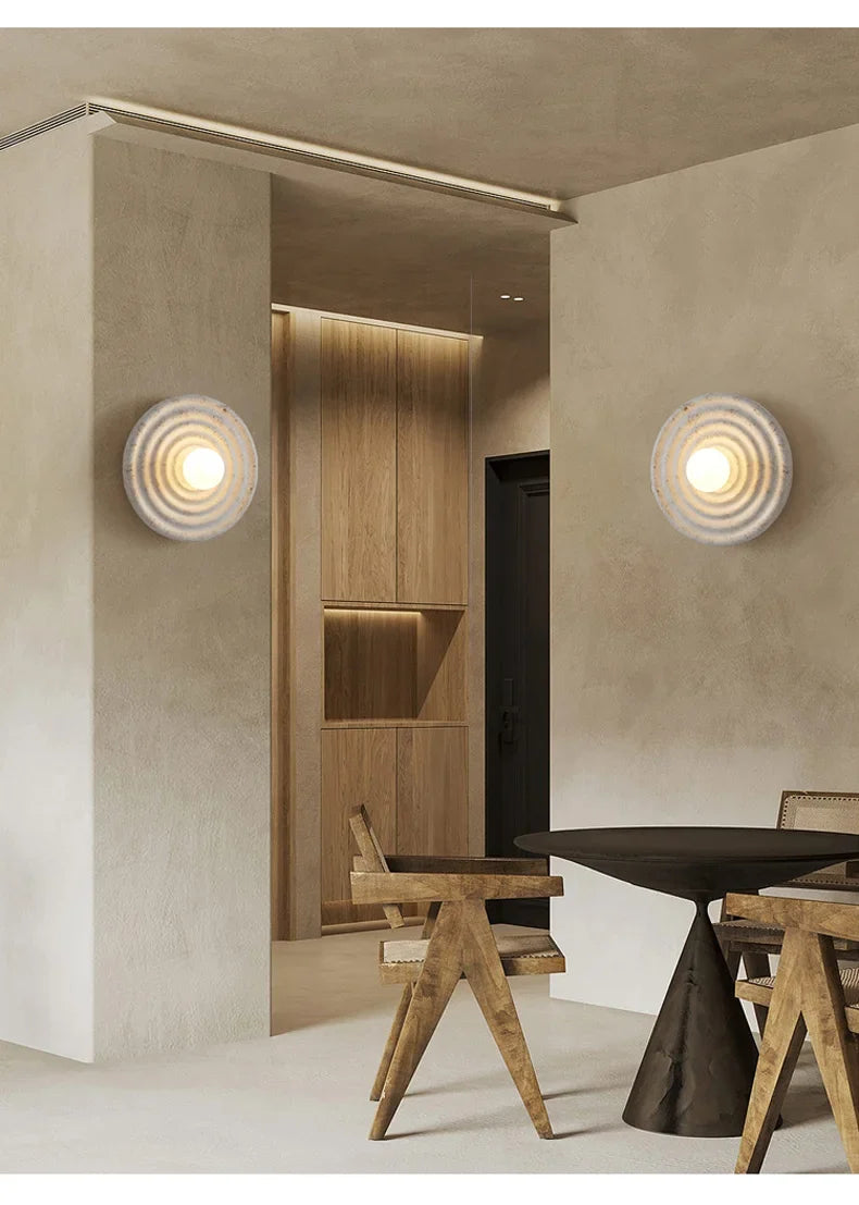 Wabi Japandi Sabi Round Wall Sconce Japanese Minimal LED Light