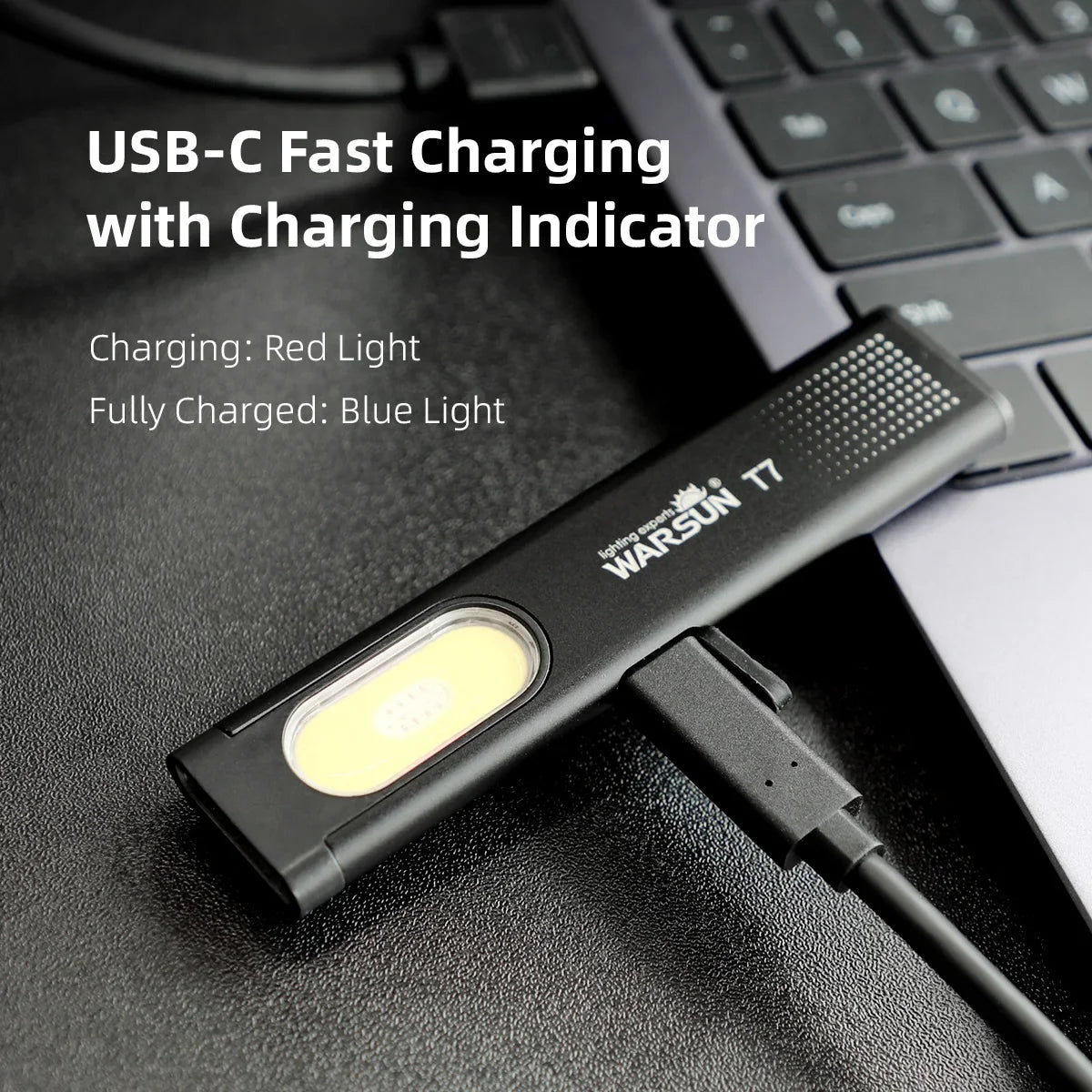LED Keychain Flashlight 600Lm USB-C Battery-Powered Mini Torch Light Travel-Friendly Work Light With Magnet