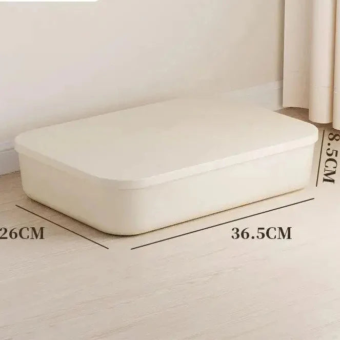 Beige PP Ins Style Storage Box with Lid - Household Organizers for Dustproof Clothing & Toys