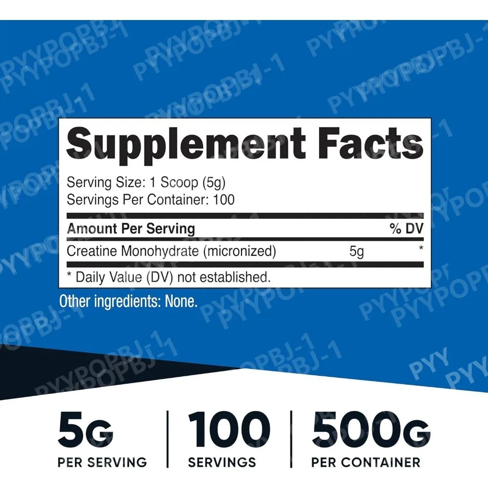 Monohydrate Creatine Micronized Powder 500 g Unflavored Performance Supplement Fall 2026 Muscle Support