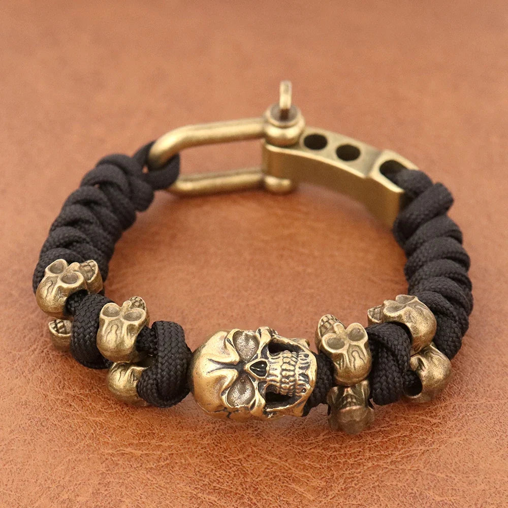 Skull Paracord Bracelet Gothic Wristband Halloween 2026 Gift Idea Flexible Braided Jewelry