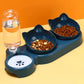 Cat Triple Bowls Pet Feeder with Automatic Drinking Bottle, Tilted Design for Cats and Dogs