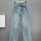 Loose Fit Casual Pants for Women in Blue, Breathable Cotton Polyester, Everyday Comfort Trousers-2