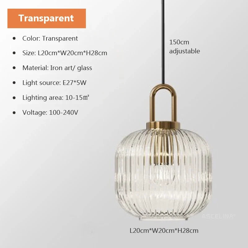 Japandi Glass Pendant Light Japanese Scandinavian Hanging Lamp Warm