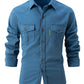 and Autumn Winter Men's Long Sleeve Shirt - Casual Stretch Cotton Linen Fashion Business Wear