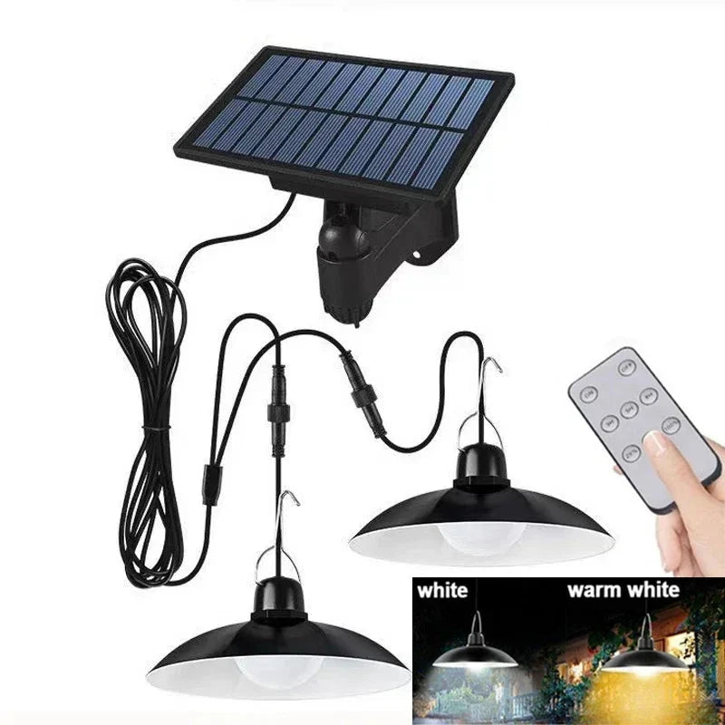Solar2026 Edition Pendant Light With Remote Control, Outdoor Water-Resistant LED Lamps For Shed Barn Backyard Patio