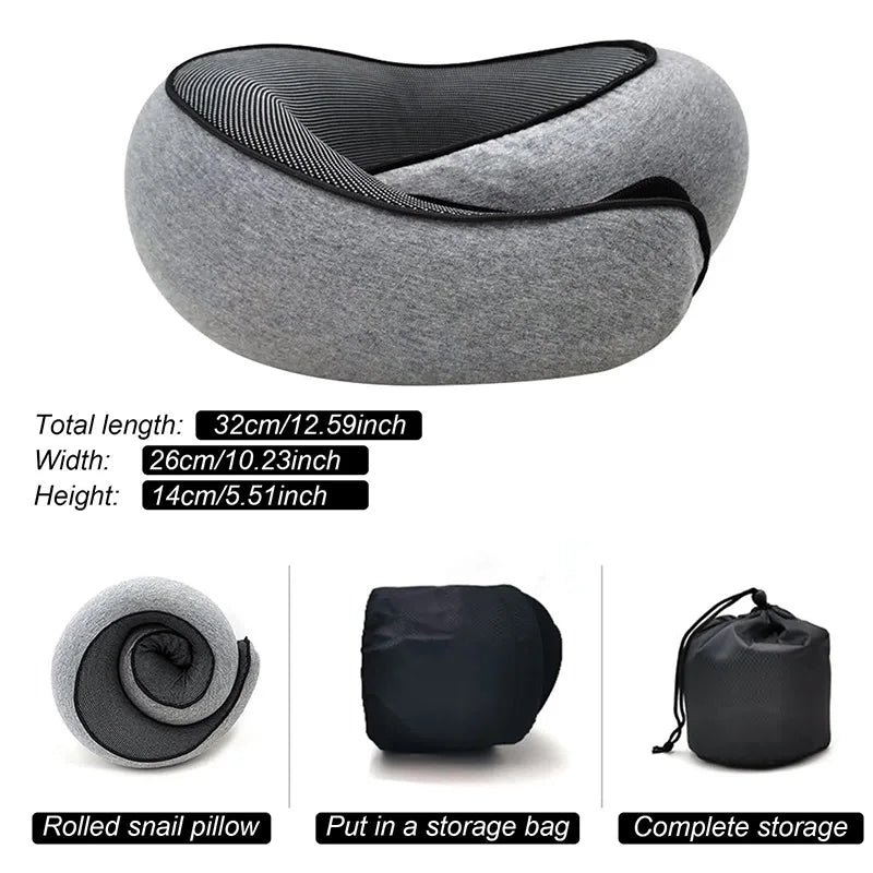 Memory Foam Travel Neck Pillow U Shaped Snail Style Travel-Friendly Comfort-Grip Support For Summer Travel 2026 Cotton Cover