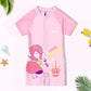 Fast-dry durable kids' one-piece swimsuit - cartoon print, polyester, for swimming