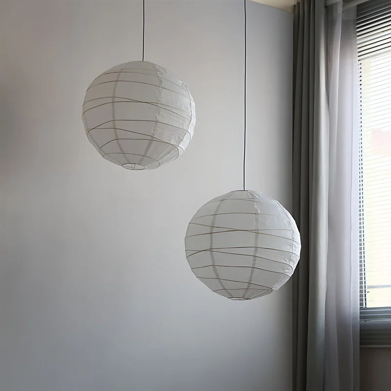 Wabi Japandi Sabi Round Pendant Light E27 LED Hanging Cozy Lamp