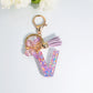 Letter Sequin Keychain With Butterfly Tassel Charm