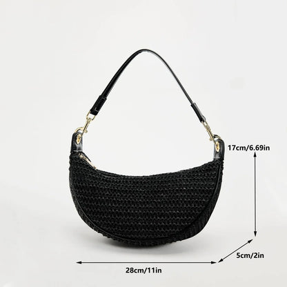 hobo style, crossbody, for beach & summer – Light women's woven straw shoulder bag