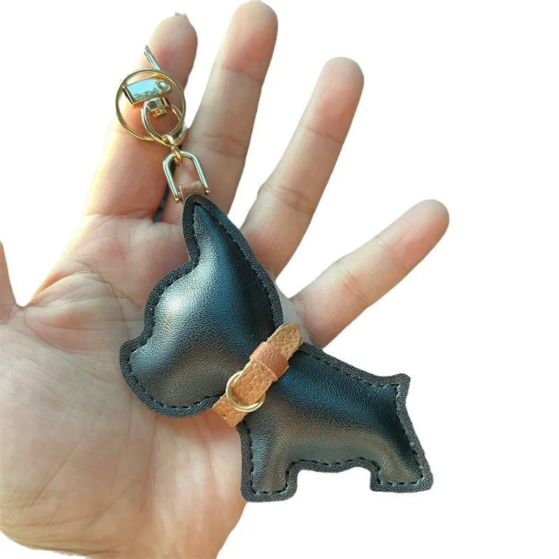 Dog Leather Keychain Car Charm Bag Hanging Accessory