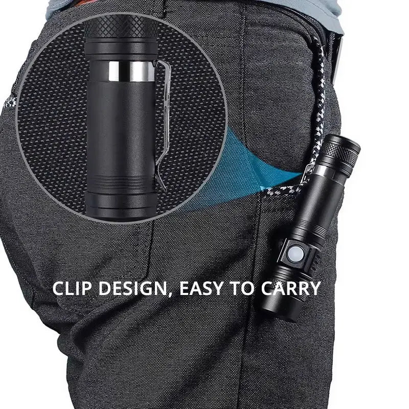 High Power LED Flashlights Zoomable Camping Torch with T6 LED, Water-Resistant, 4 Lighting Modes, USB Charger, Outdoor Emergency Light