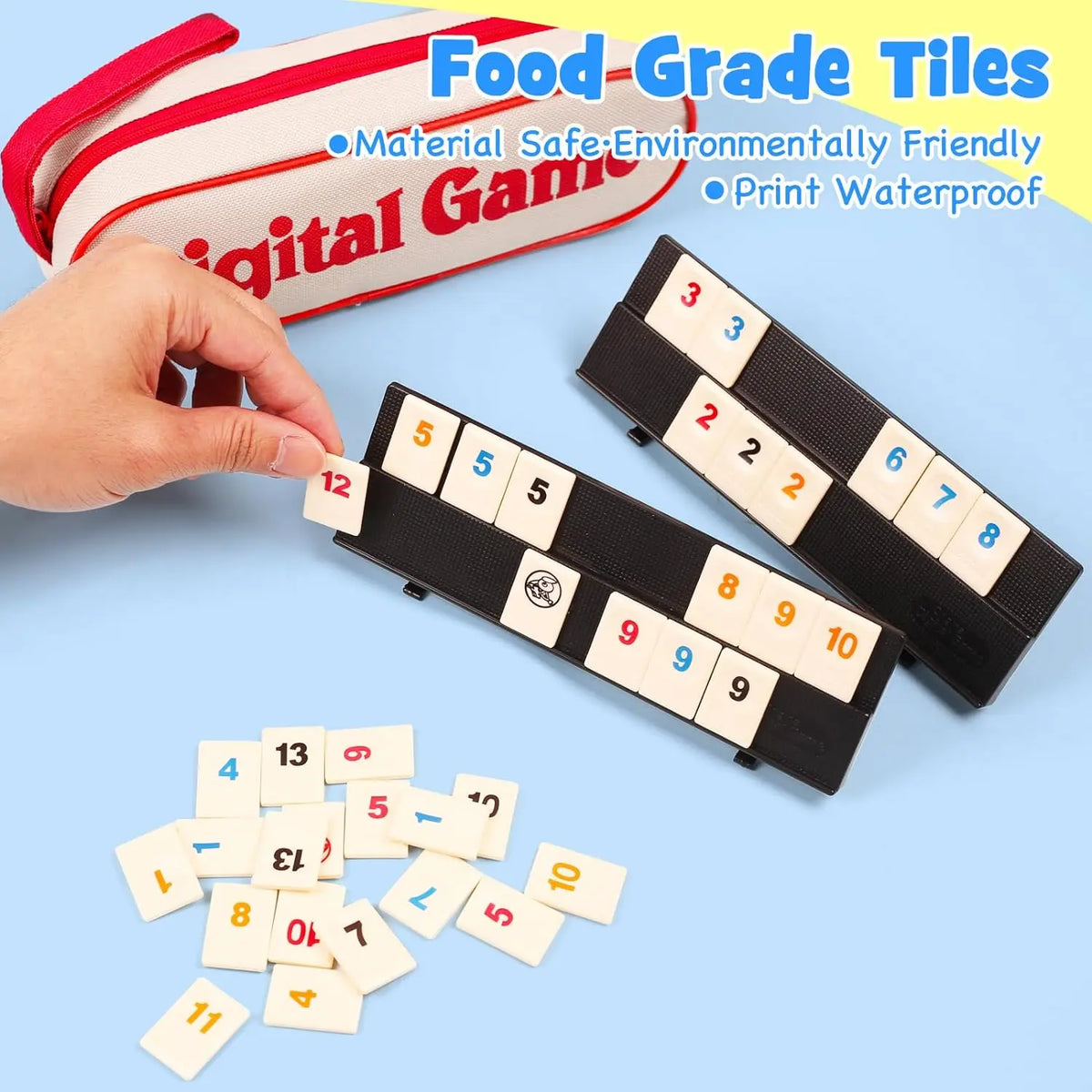 Travel-Friendly Mahjong Game Kit - Rummy Board Game for Adults & Family Gatherings, Great for Travel