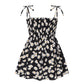 Plush girls' floral sundress - smocked bodice, polyester, for casual beach party