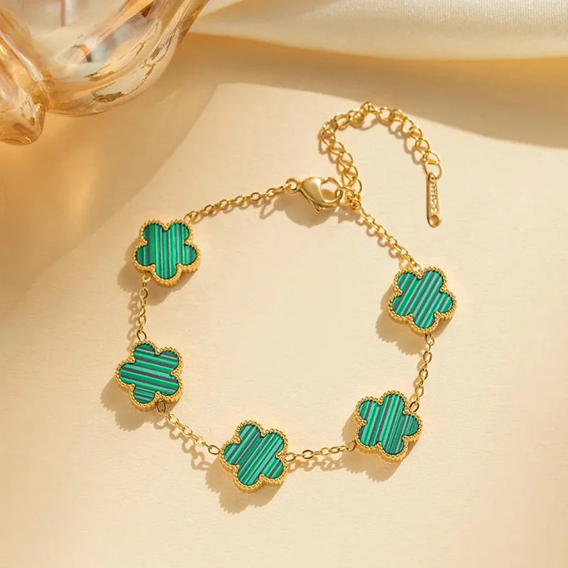 Bracelet2026 Edition Stainless Steel Double Sided Clover Petal Design Gold Plated Five Leaf Charms Gift Idea for Moms Fall