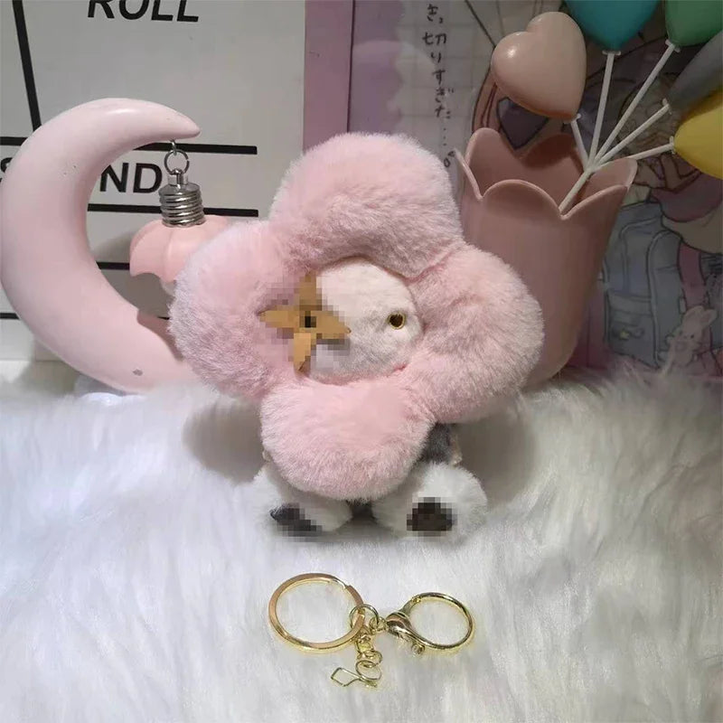 Plush Sunflower Keychain Bag Charm Pink Mini Cozy Gift