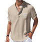 Variant image for Men's Summer Shirt, Breathable Cotton and Linen Blend with Henry Collar, Lightweight and Casual Fit-7