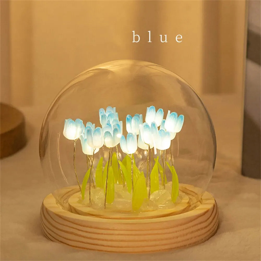 Handmade LED Tulip Flower Night Light - DIY Decorative Lamp for Bedroom, A Great Valentine's Day Gift