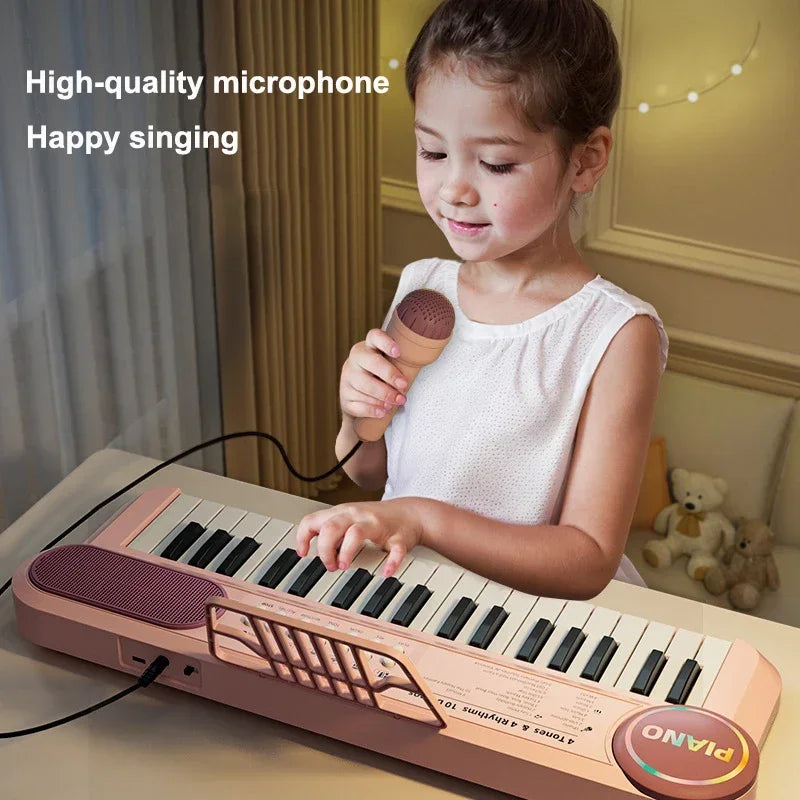 Piano Kids Keyboard Toy With Microphone 37 Keys Educational Musical Toy Back To School 2026 Gift Idea