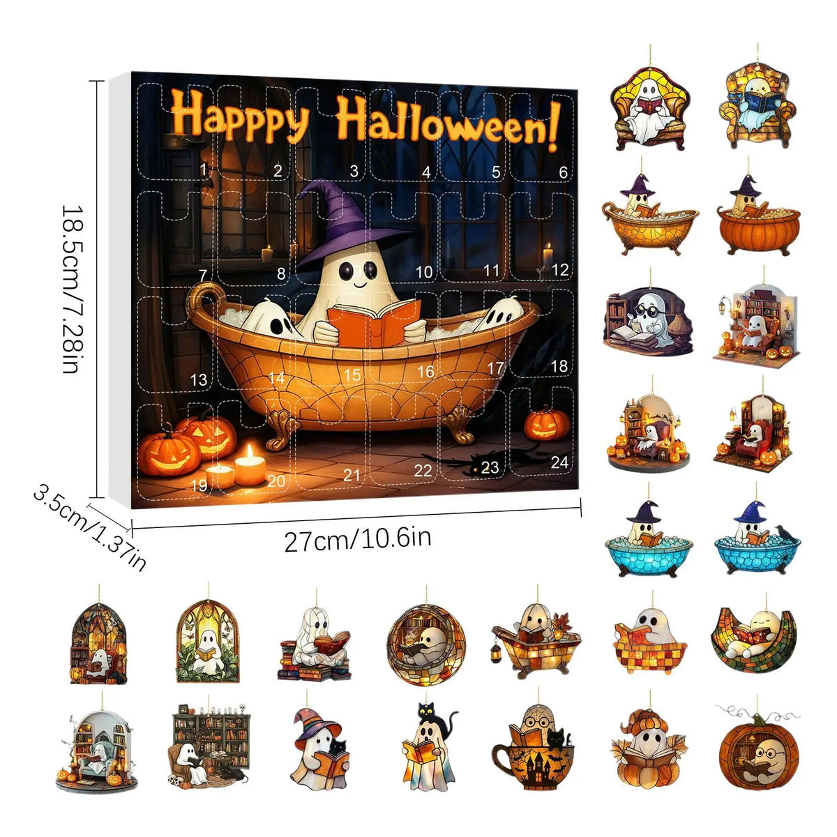 Countdown Halloween Calendar 24 Acrylic Ghosts Decor