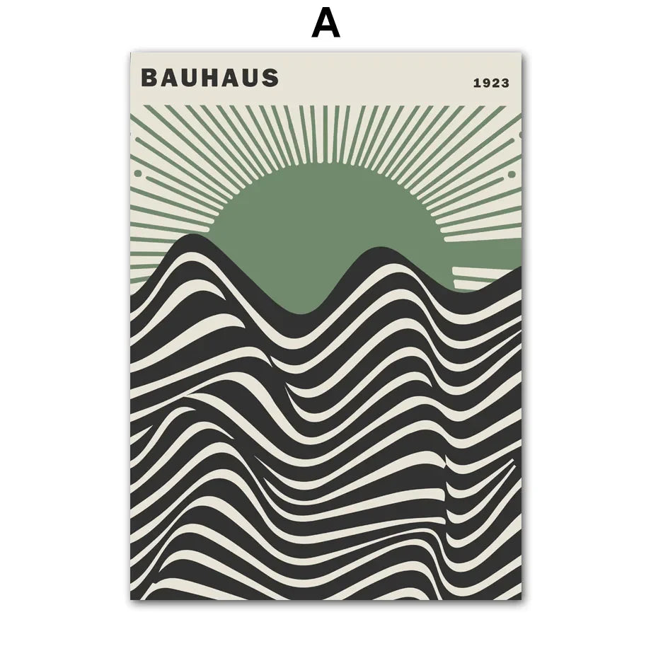 Bauhaus Green Minimalist Wall Art Canvas Print Water-Resistant