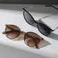 Compact Round Cat Eye Sunglasses Kit for Women and Men - Vintage Skinny Eyewear, 2 Pairs