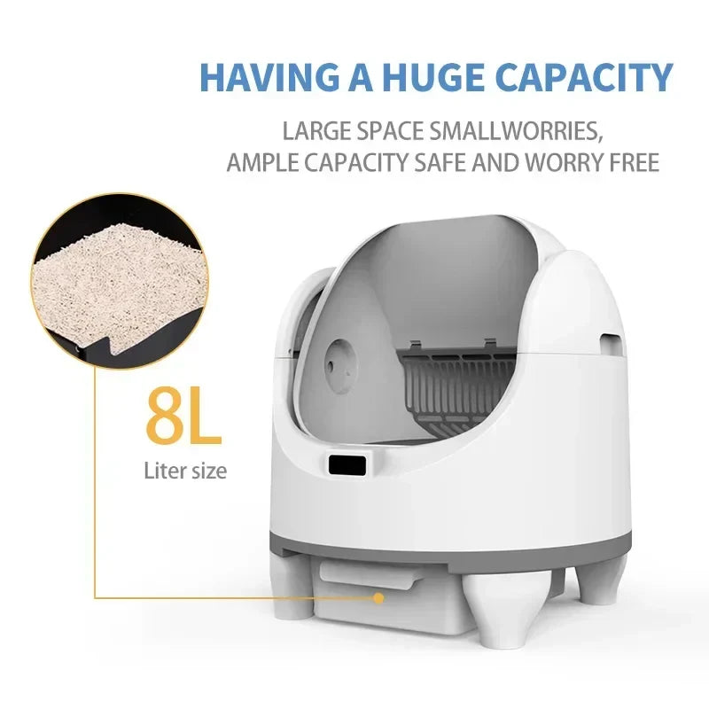 Automatic2025 Edition Cat Litter Box Self Cleaning With App Control Large Space Smart Toilet With Built In Stairs Safety Fall