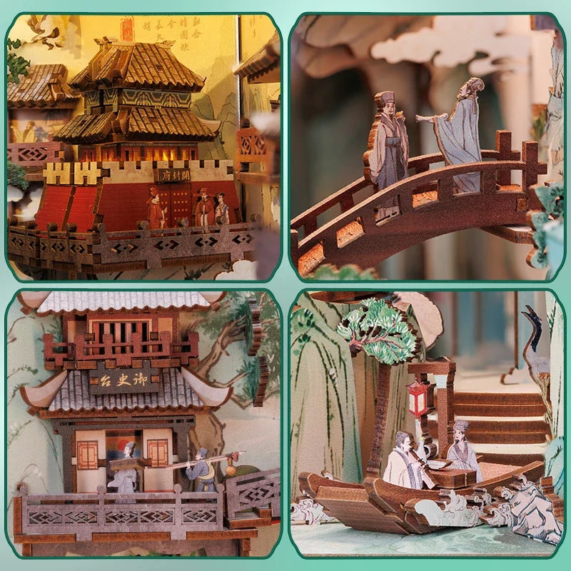 Book Antiquity Nook Doll House Kit with Touch Light 3D Puzzle Toy