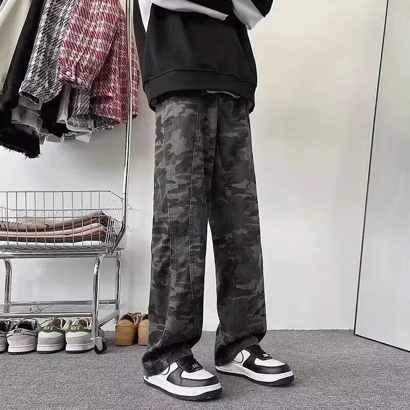 Men’s Oversized Cargo Jeans - Baggy Straight Denim Wear