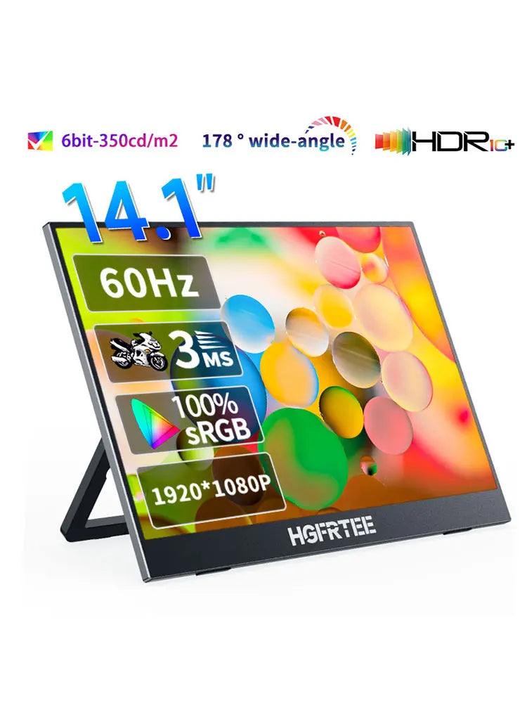 Travel-Friendly 14.1 Inch 1080P IPS Gaming Monitor With Stand