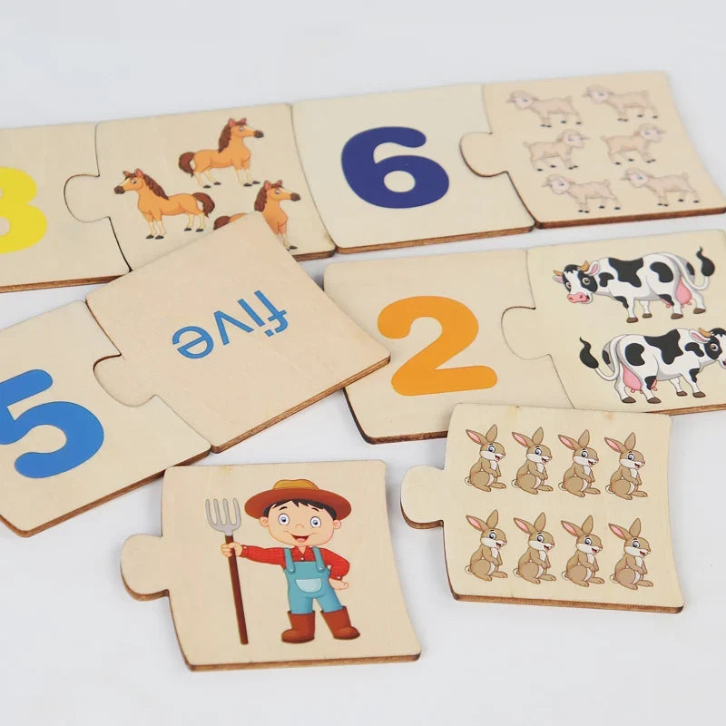 Number Wooden Matching Puzzle Toys for Baby Early Education Gift