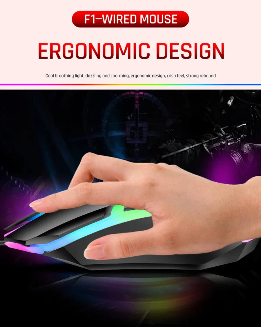 Wired RGB Gaming Mouse 3 Button USB Accurate Office