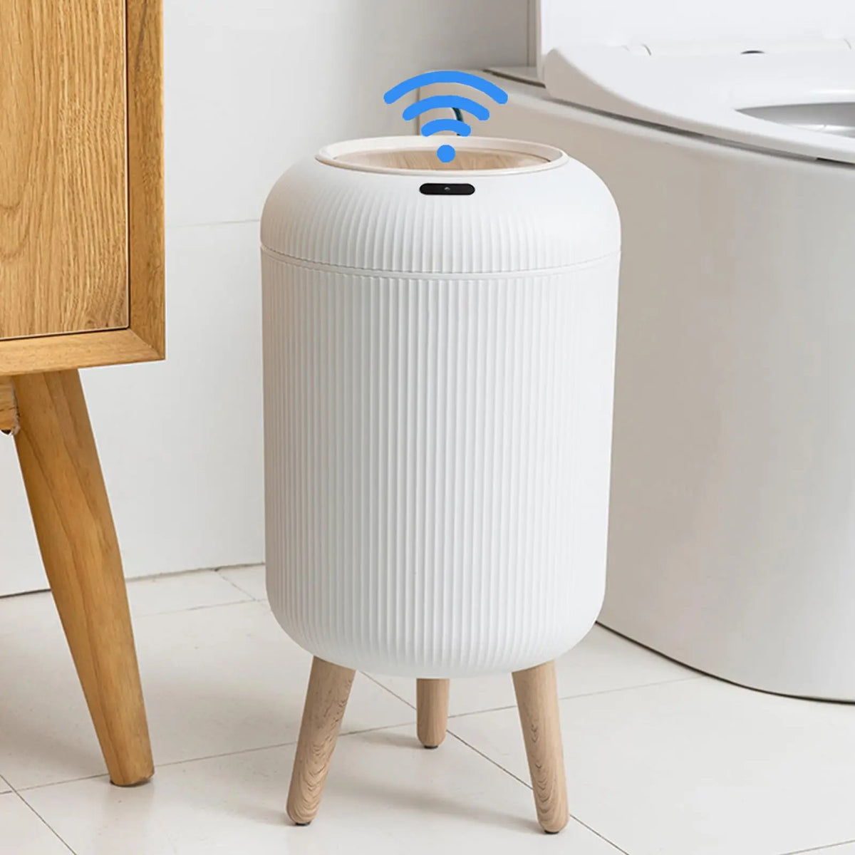 Motion Sensor Trash Can Compact Plastic Smart Bin Hands Free