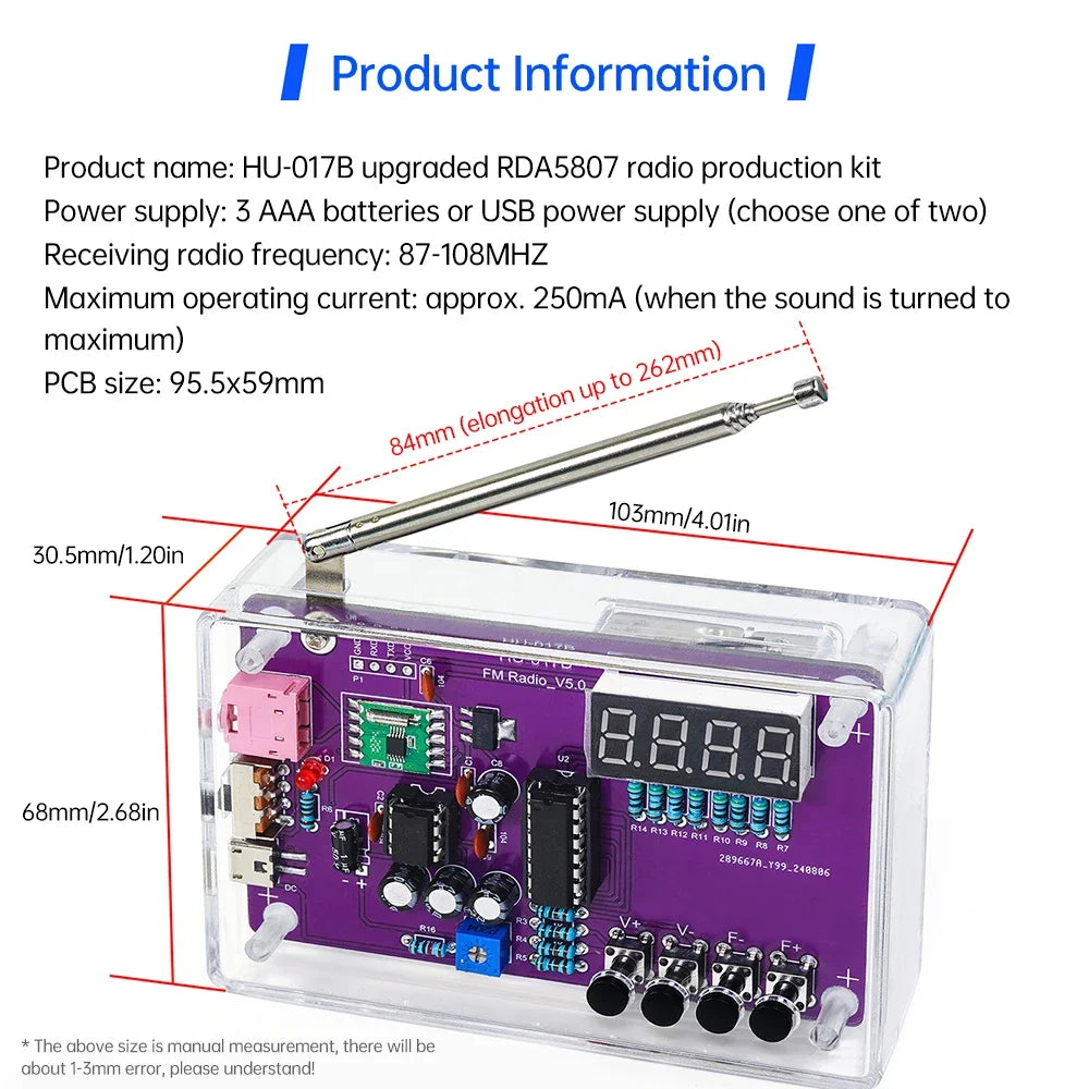 DIY FM Radio Kit 87-108MHz Flexible Frequency Soldering Practice Kit Back to School 2026 Gift