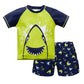 Fast-Dry Boys Swimwear - Two-Piece Cartoon Print Kit, Polyester/Nylon/Spandex, Summer Beachwear