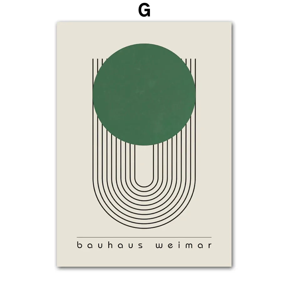 Bauhaus Green Minimalist Wall Art Canvas Print Water-Resistant