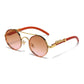 Punk Retro Round Sunglasses for Men & Women - Fashionable Double Bridge Design for Travel and Shopping