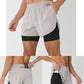 Fast-dry men's 2-in-1 running shorts - lightweight lined, polyester, for gym and summer training