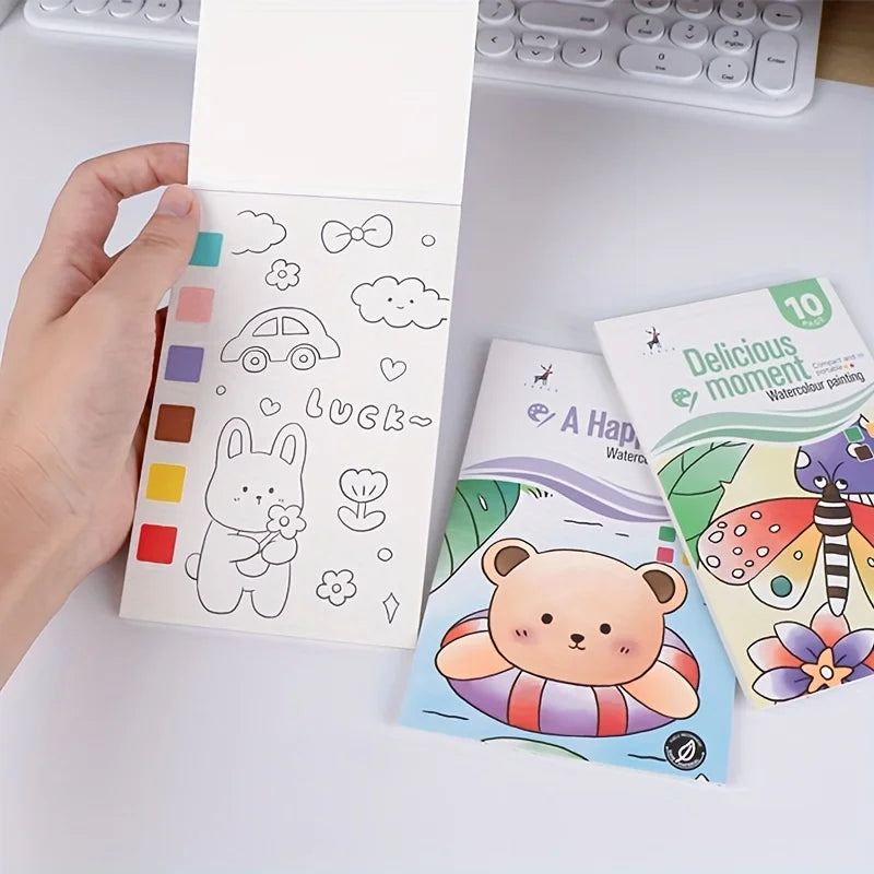 Painting Watercolor Book With Pen Self Contained Water Colors Art Kit For Kids Back To School 2025 Gift