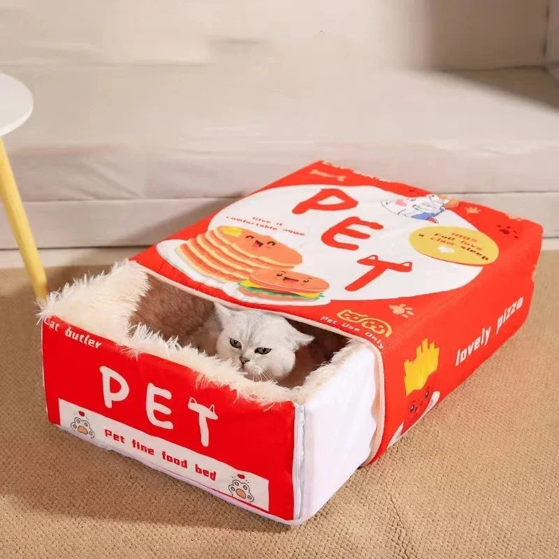 Bed Cat Enclosed Biscuit Box House Pull Out Zipper Cushion Cozy Fall 2025 Private Retreat Washable