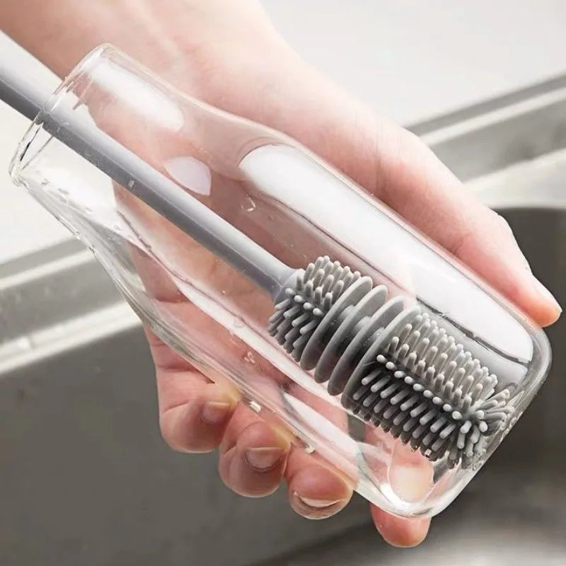 Handle Long Silicone Cleaning Brush - Household Stain Remover for Cups & No Dead Corners