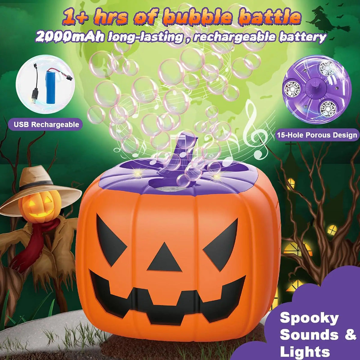 Bubble Pumpkin Machine Halloween 2025 With Lights Sound