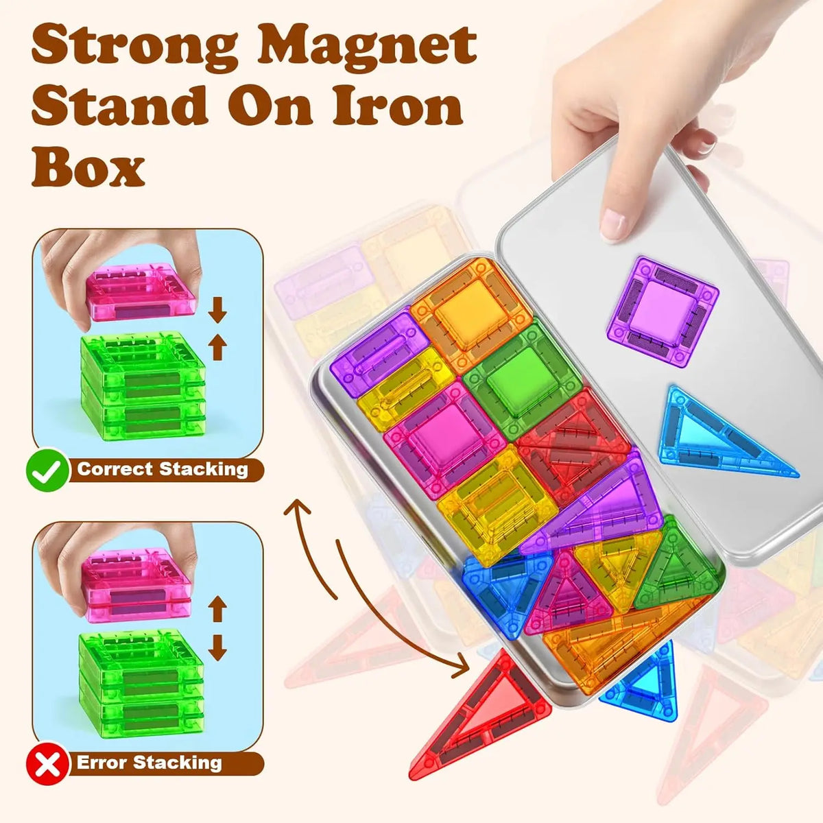 Magnetic2025 Edition Tiles Travel Kit 56 Piece Travel-Friendly STEM Building Blocks For Kids Screen Free Educational Gift Fall
