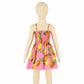 Plush girls' sundress - smocked bodice, daisy print, polyester, for casual summer outings