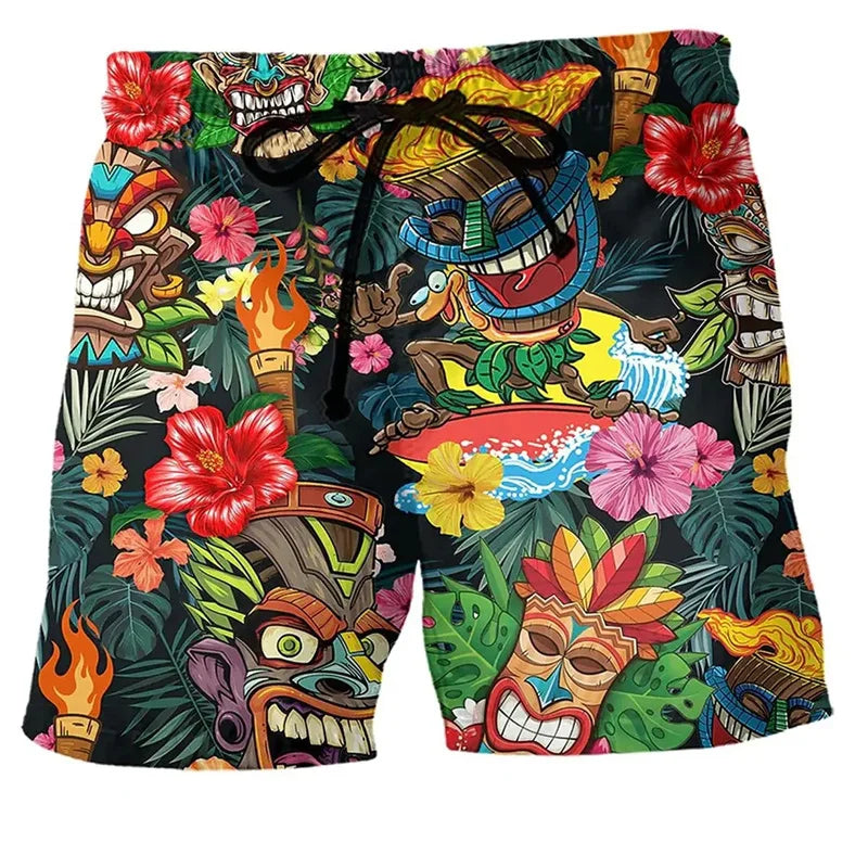 Variant image for Trendy Swim Shorts for Men with Graffiti Print, Lightweight Quick-Drying Fabric, Adjustable Fit, Perfect for Summer Activities-57