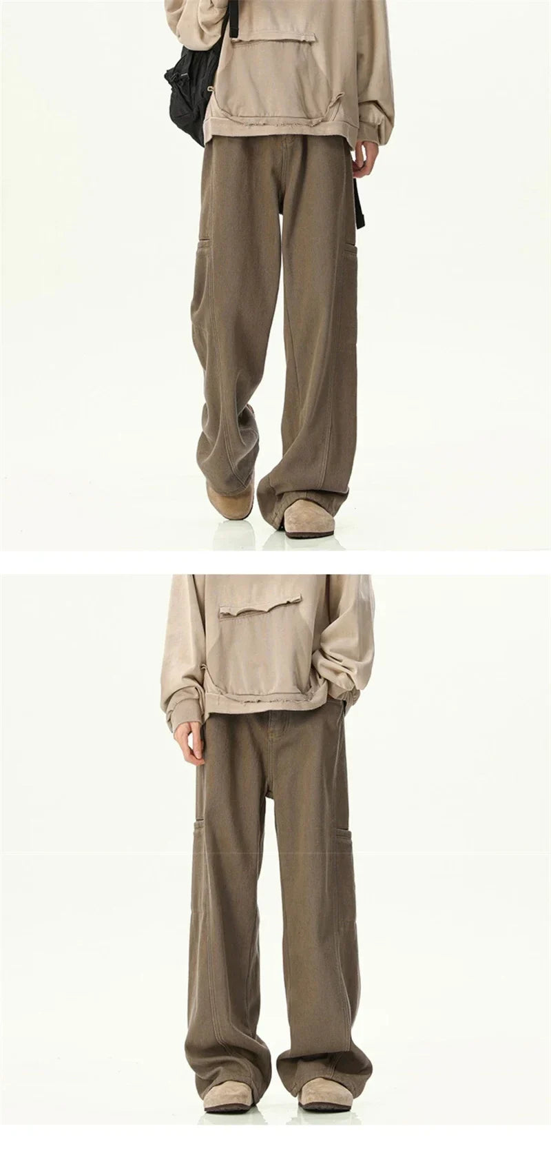 Mens Oversized Cargo Jeans - Wide Leg, Denim, Street