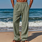 Drawstring Casual Beach Trousers - Loose Cozy Solid Color Pants for Summer