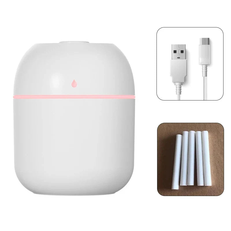 Travel-Friendly USB Ultrasonic Air Mini Humidifier Diffuser with LED Lamp - Car Purifier Aroma Mist Maker for Household & Travel