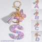 Letter Sequin Keychain With Butterfly Tassel Charm